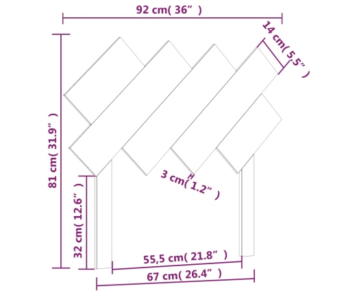 Cabecero de cama madera maciza de pino 92x3x81 cm