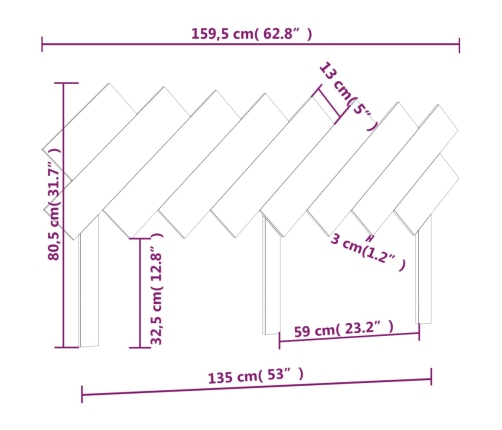 vidaXL Cabecero de cama madera maciza de pino blanco 159,5x3x80,5 cm