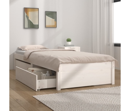 Estructura de cama con cajones blanco 75x190 cm