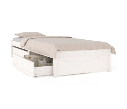 Estructura de cama individual con cajones blanco 90x190 cm