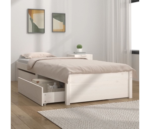 Estructura de cama individual con cajones blanco 90x190 cm