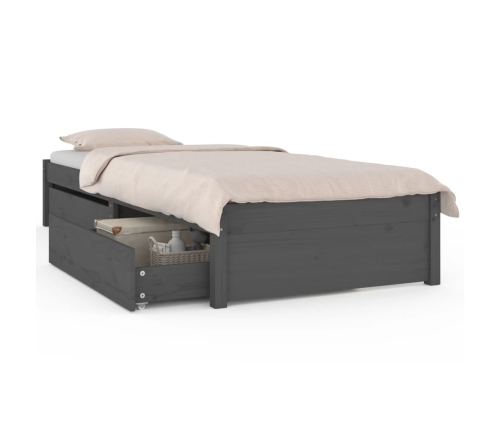 Estructura de cama individual con cajones gris 90x190 cm