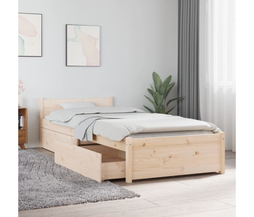 Estructura de cama individual con cajones 75x190 cm