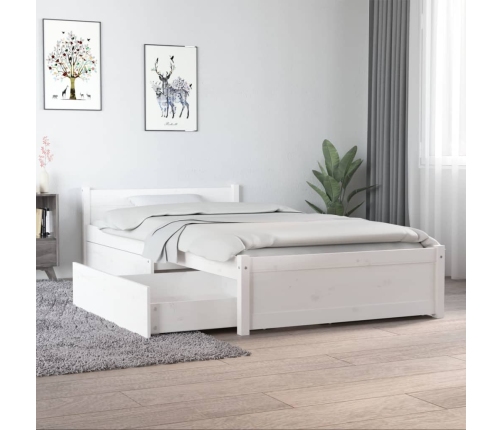 vidaXL Estructura de cama individual con cajones blanco 90x190 cm