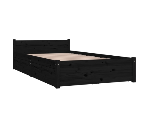 vidaXL Estructura de cama con cajones negro 90x200 cm