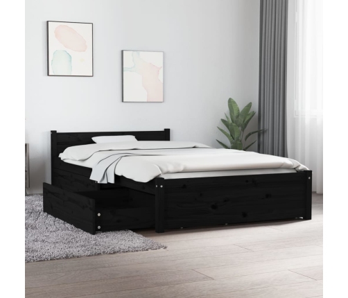 vidaXL Estructura de cama con cajones negro 90x200 cm