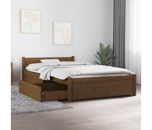 Estructura de cama con cajones marrón miel 100x200 cm