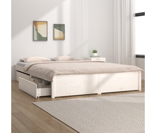 Estructura de cama con cajones blanco 120x190 cm