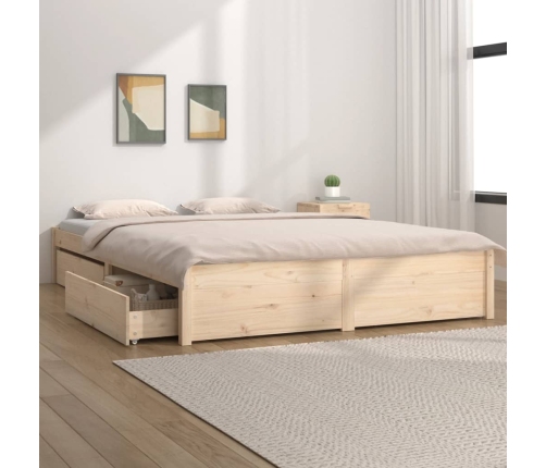 vidaXL Estructura de cama con cajones doble 135x190 cm