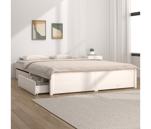 vidaXL Estructura de cama con cajones blanco 140x200 cm