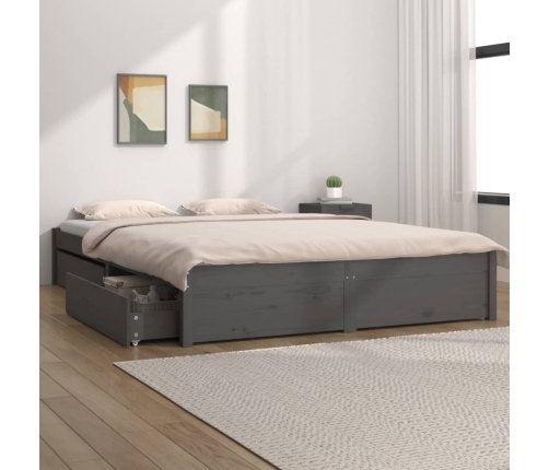 Estructura de cama con cajones gris 140x200 cm