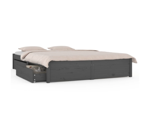 vidaXL Estructura de cama con cajones gris 150x200 cm