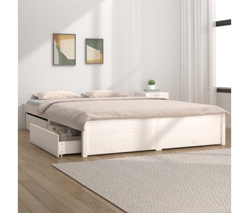 Estructura de cama con cajones blanco 180x200 cm