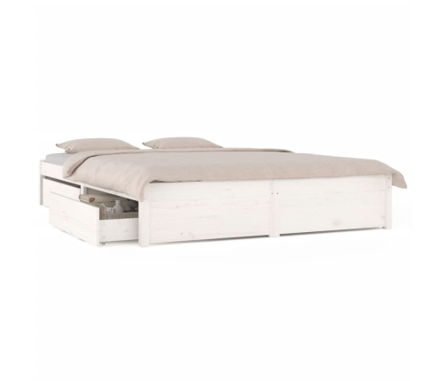 Estructura de cama con cajones blanco 200x200 cm