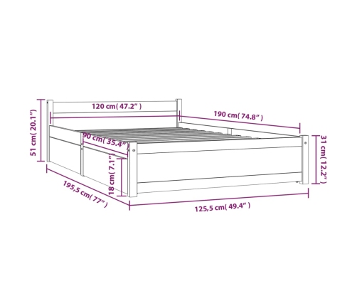 Estructura de cama con cajones 120x190 cm