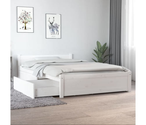 vidaXL Estructura de cama con cajones blanco 120x190 cm