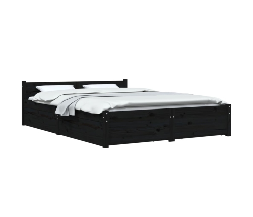 vidaXL Estructura de cama con cajones negro 120x190 cm