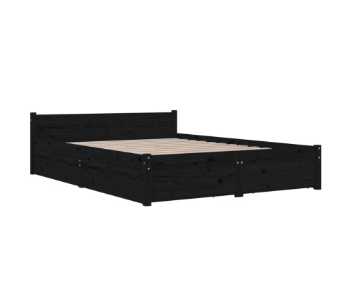 vidaXL Estructura de cama con cajones negro 120x190 cm