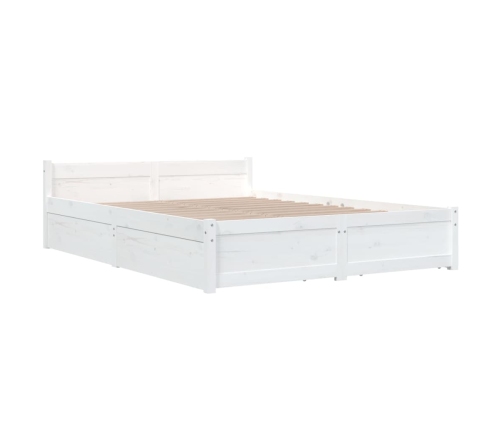 Estructura de cama con cajones blanco 140x190 cm