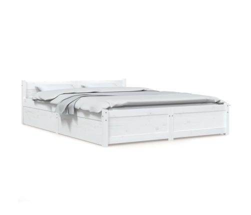 Estructura de cama con cajones blanco 140x200 cm