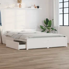 Estructura de cama con cajones blanco 140x200 cm