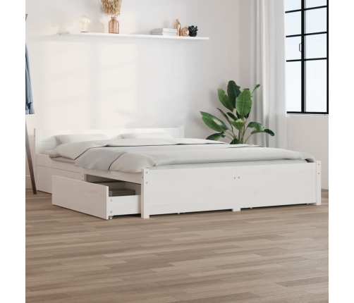 Estructura de cama con cajones blanco 140x200 cm