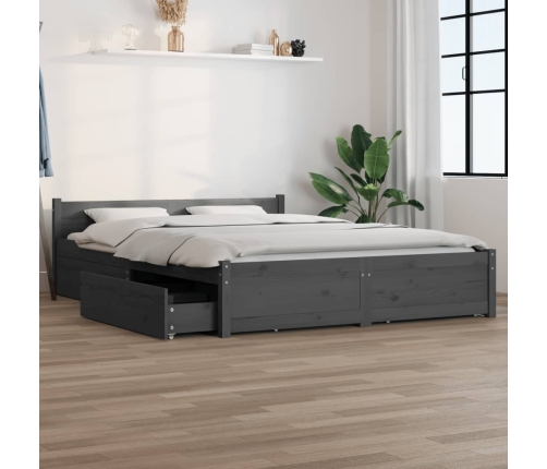 vidaXL Estructura de cama con cajones gris 120x200 cm