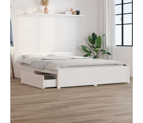 Estructura de cama con cajones blanco 150x200 cm