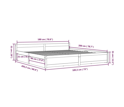 Estructura de cama con cajones 180x200 cm