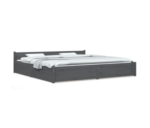 vidaXL Estructura de cama con cajones gris 180x200 cm