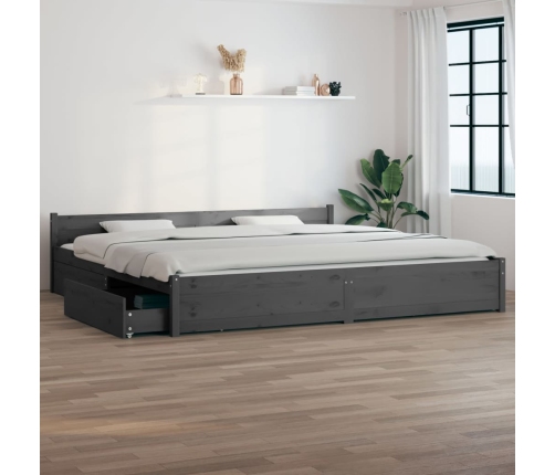 vidaXL Estructura de cama con cajones gris 180x200 cm