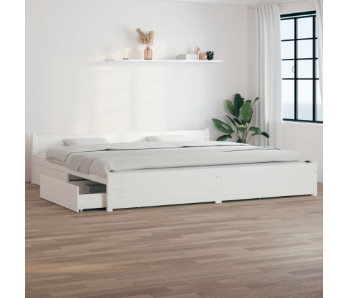 Estructura de cama con cajones blanco 200x200 cm