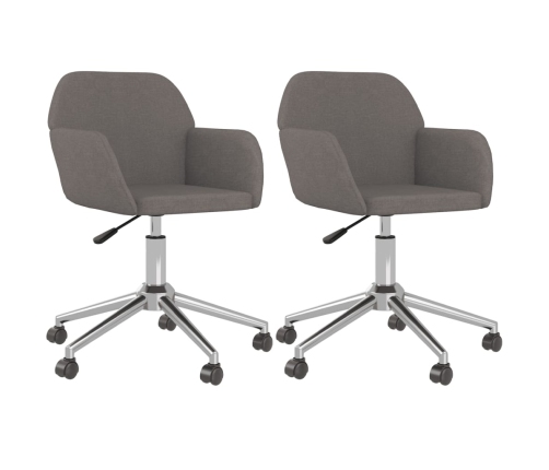 Sillas de comedor giratorias 2 unidades tela gris oscuro