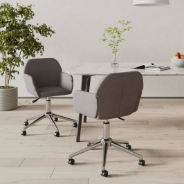 Sillas de comedor giratorias 2 unidades tela gris oscuro