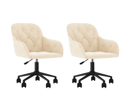 Sillas de comedor giratorias 2 uds terciopelo crema