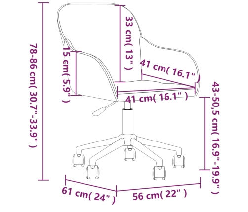Sillas de comedor giratorias 2 uds terciopelo crema