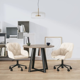 Sillas de comedor giratorias 2 uds terciopelo crema