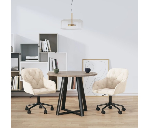 Sillas de comedor giratorias 2 uds terciopelo crema