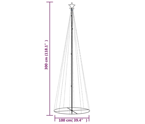 Árbol de Navidad cónico 310 LED blanco cálido 100x300 cm