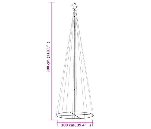 Árbol de Navidad cónico 310 LED de colores 100x300 cm