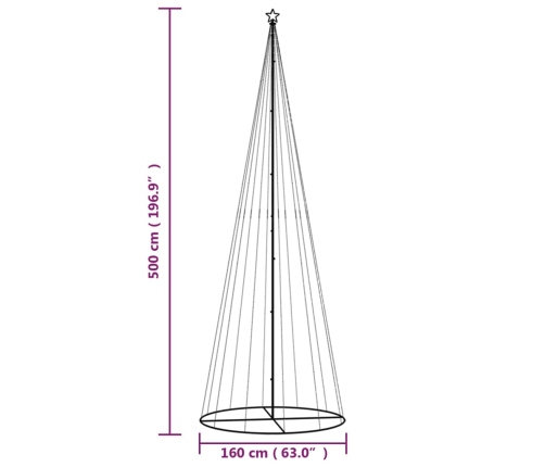 Árbol de Navidad cónico 732 LED blanco frío 160x500 cm