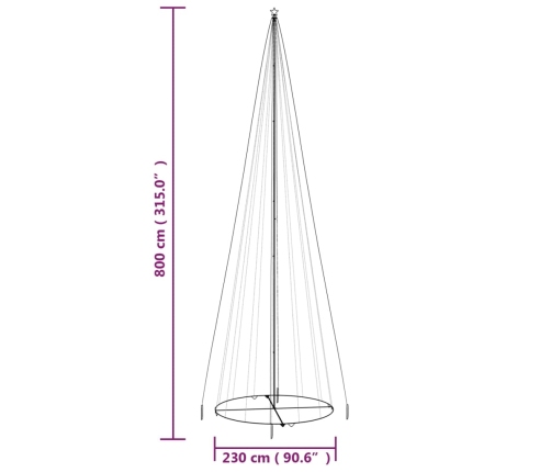 Árbol de Navidad cónico 1134 LED blanco cálido 230x800 cm