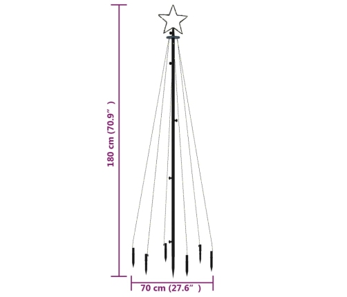 Árbol de Navidad con pincho 108 LED blanco cálido 180 cm