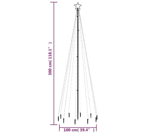 Árbol de Navidad con pincho 310 LED blanco cálido 300 cm