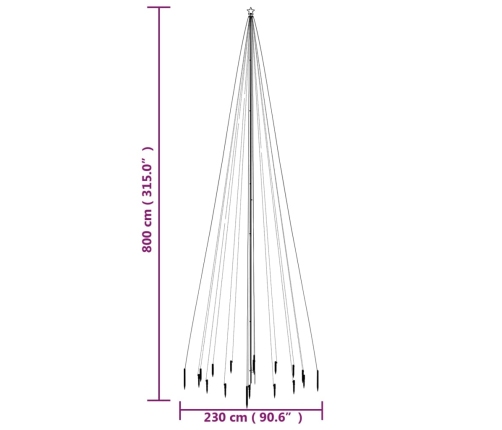 Árbol de Navidad con pincho 1134 LED blanco cálido 800 cm