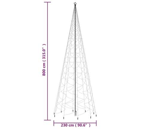 Árbol de Navidad con pincho 3000 LED blanco cálido 800 cm