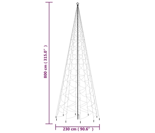 Árbol de Navidad con pincho 3000 LED blanco frío 800 cm