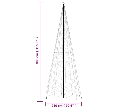 Árbol de Navidad con pincho 3000 LED de colores 800 cm