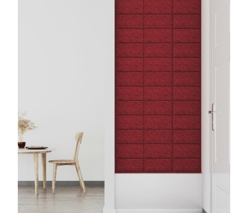 Paneles de pared 12 uds tela rojo tinto 30x15 cm 0,54 m²