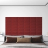 Paneles de pared 12 uds tela rojo tinto 30x15 cm 0,54 m²